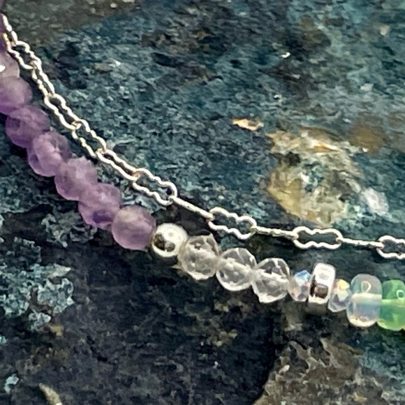 Amethyst, Welo Opal, and  Sterling Silver Gemstone Bracelet * Limited Edition * - Picture 3 of 8